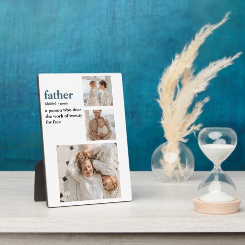 Modern Collage Photo Happy Fathers Day Gift Plaque