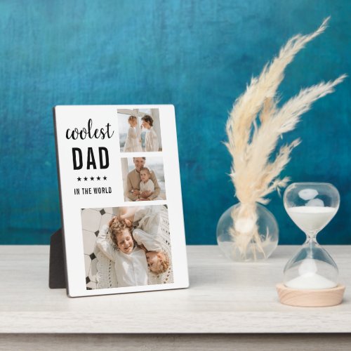 Modern Collage Photo Happy  Fathers Day Gift Plaque