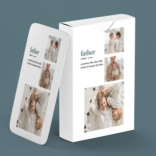 Modern Collage Photo Happy Fathers Day Gift Playing Cards