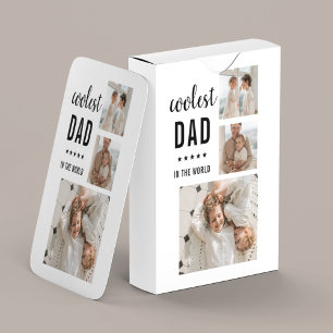 Modern Collage Photo Happy Fathers Day Gift Poker Cards
