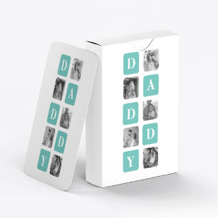 Modern Collage Photo Happy Fathers Day Gift Poker Cards