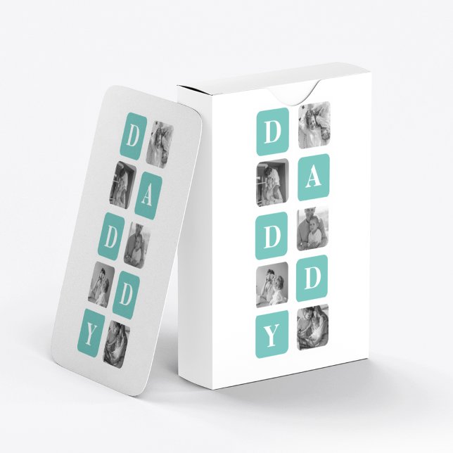Modern Collage Photo  Happy Fathers Day Gift Poker Cards (Creator Uploaded)