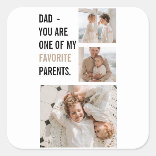 Modern Collage Photo  Happy Fathers Day Gift Square Sticker