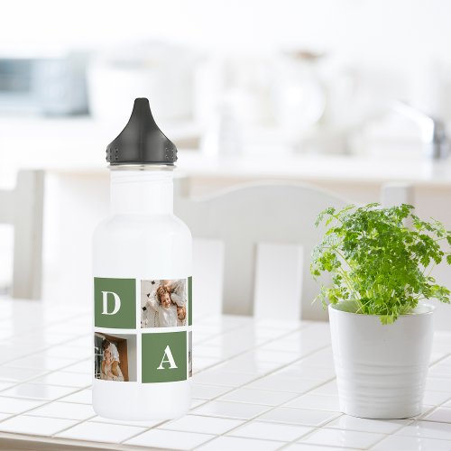 Modern Collage Photo  Happy Fathers Day Gift Stainless Steel Water Bottle