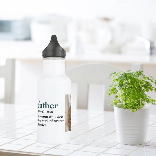 Modern Collage Photo Happy Fathers Day Gift Stainless Steel Water Bottle