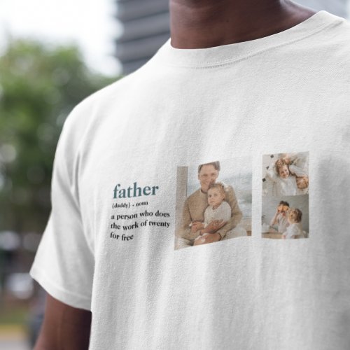 Modern Collage Photo Happy Fathers Day Gift T_Shirt
