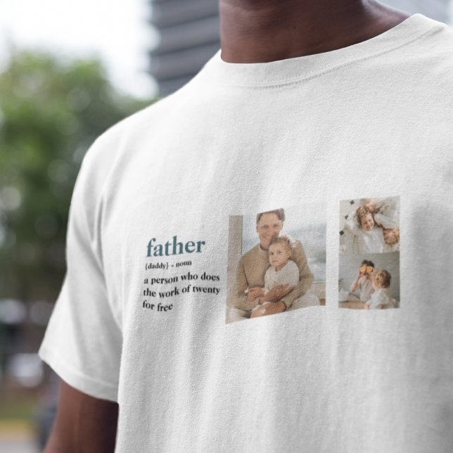 Modern Collage Photo Happy Fathers Day Gift T-Shirt (Creator Uploaded)