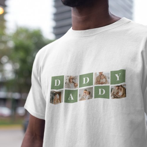 Modern Collage Photo  Happy Fathers Day Gift T_Shirt