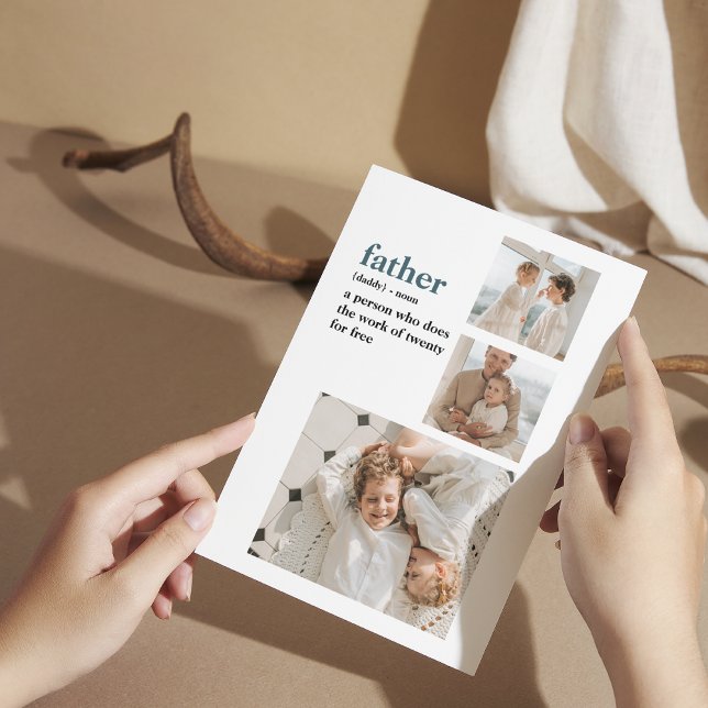 Modern Collage Photo Happy Fathers Day Gift Thank You Card (Creator Uploaded)