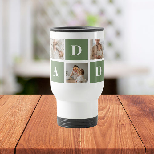 Modern Collage Photo  Happy Fathers Day Gift Travel Mug