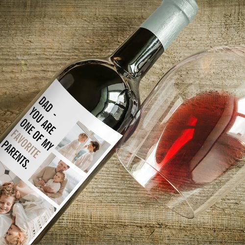 Modern Collage Photo  Happy Fathers Day Gift Wine Label