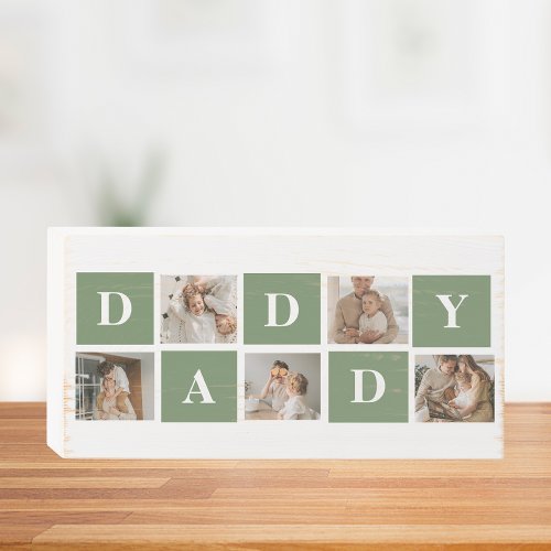 Modern Collage Photo  Happy Fathers Day Gift Wooden Box Sign