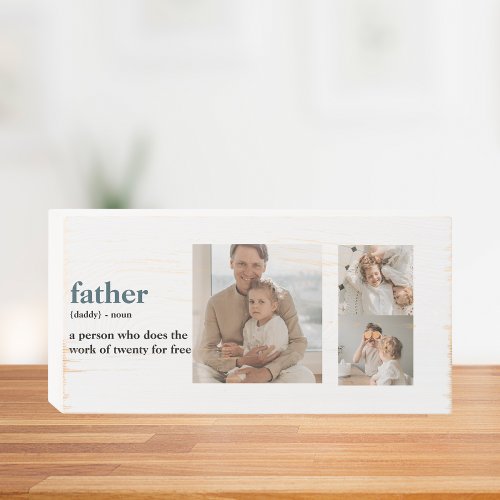 Modern Collage Photo Happy Fathers Day Gift Wooden Box Sign