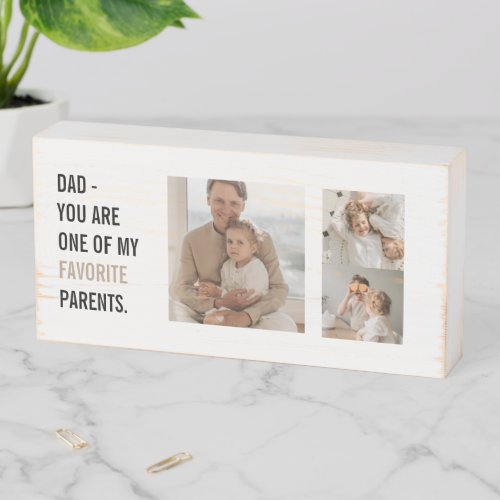 Modern Collage Photo  Happy Fathers Day Gift Wooden Box Sign