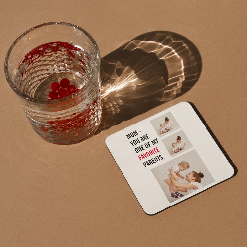 Modern Collage Photo  Happy Mothers Day Gift Square Paper Coaster