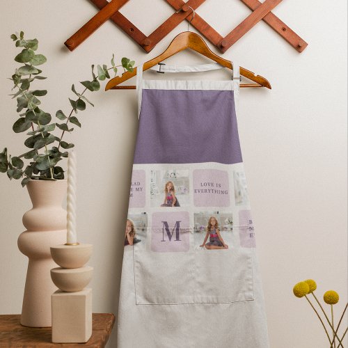 Modern Collage Photo Happy Mothers Day Purple Gift Apron