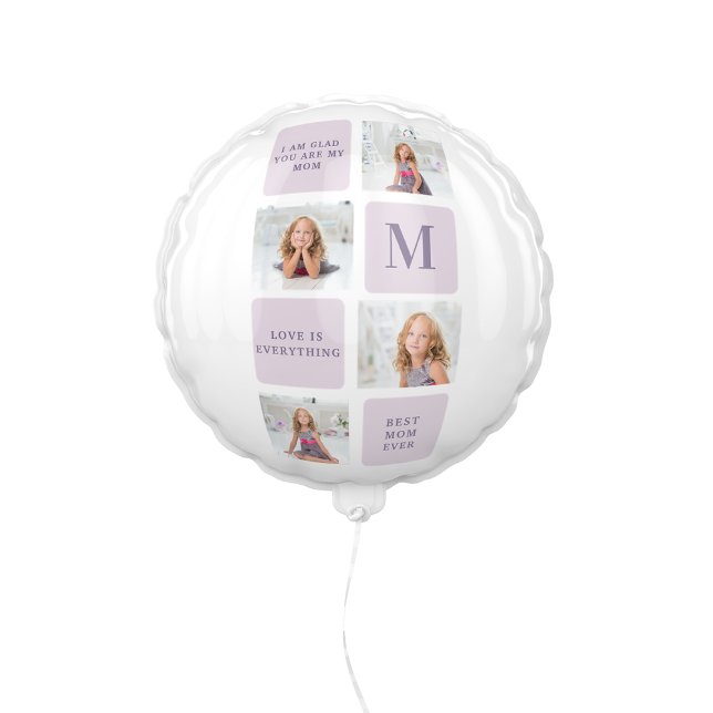 Modern Collage Photo Happy Mothers Day Purple Gift Balloon (Creator Uploaded)
