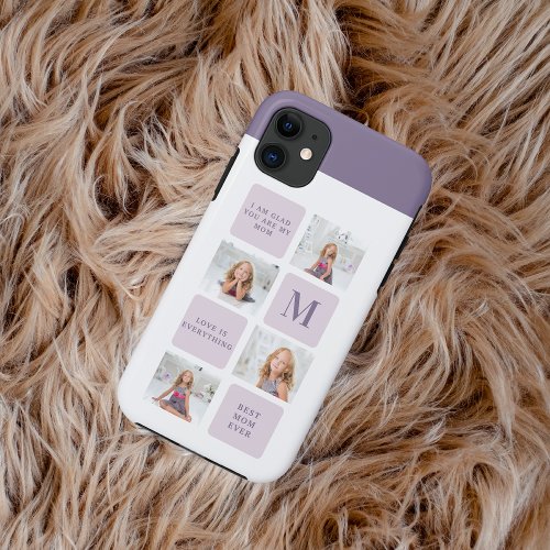 Modern Collage Photo Happy Mothers Day Purple Gift iPhone 11 Case
