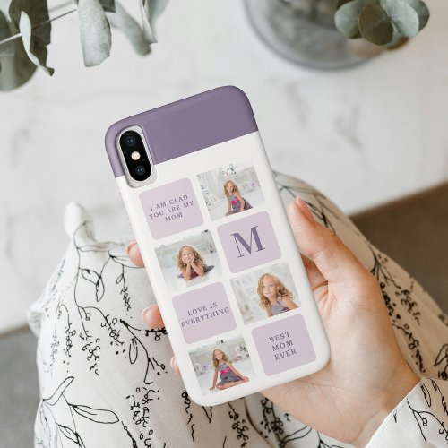 Modern Collage Photo Happy Mothers Day Purple Gift iPhone XS Case