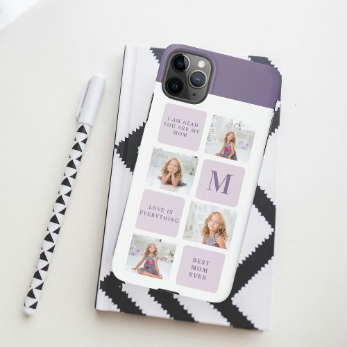 Modern Collage Photo Happy Mothers Day Purple Gift iPhone 11Pro Max Case