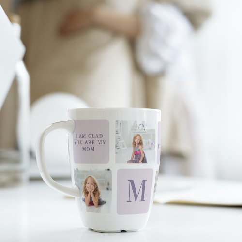 Modern Collage Photo Happy Mothers Day Purple Gift Latte Mug