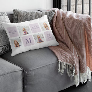 Modern Collage Photo Happy Mothers Day Purple Gift Lumbar Pillow