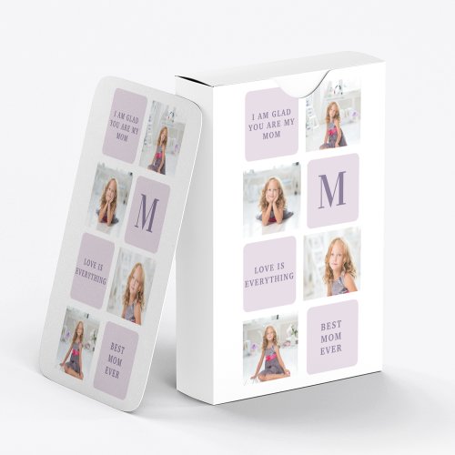 Modern Collage Photo Happy Mothers Day Purple Gift Playing Cards
