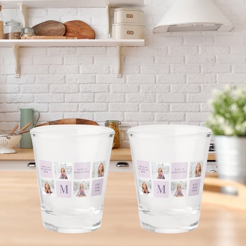 Modern Collage Photo Happy Mothers Day Purple Gift Shot Glass