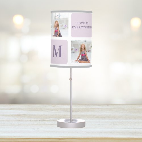 Modern Collage Photo Happy Mothers Day Purple Gift Table Lamp