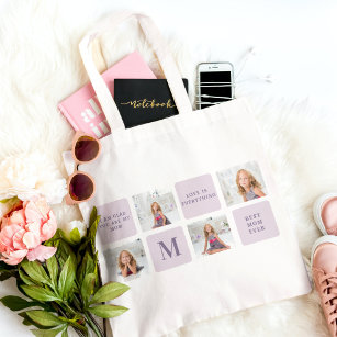 Modern Collage Photo Happy Mothers Day Purple Gift Tote Bag