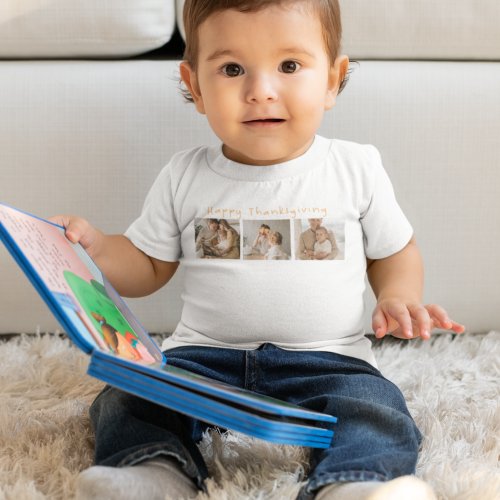 Modern Collage Photo  Happy Thanksgiving Baby T_Shirt