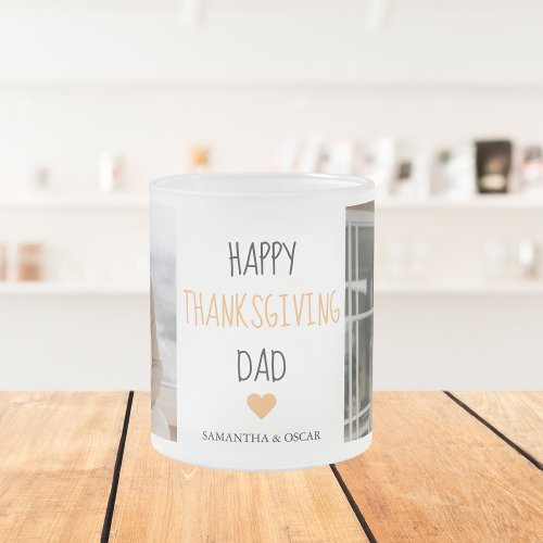 Modern Collage Photo  Happy Thanksgiving Dad Frosted Glass Coffee Mug
