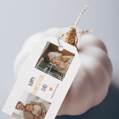 Modern Collage Photo  Happy Thanksgiving Dad Gift Tags