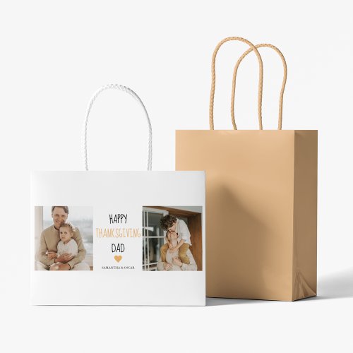 Modern Collage Photo  Happy Thanksgiving Dad Large Gift Bag