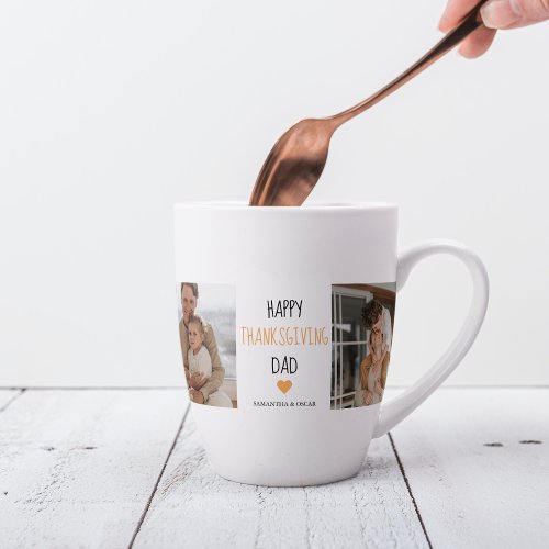 Modern Collage Photo  Happy Thanksgiving Dad Latte Mug