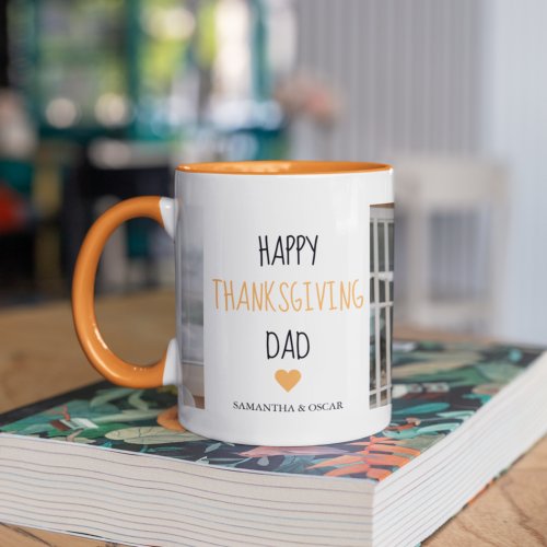 Modern Collage Photo  Happy Thanksgiving Dad Mug