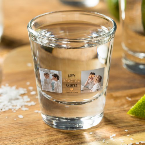 Modern Collage Photo  Happy Thanksgiving Dad Shot Glass