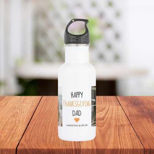 Modern Collage Photo  Happy Thanksgiving Dad Stainless Steel Water Bottle