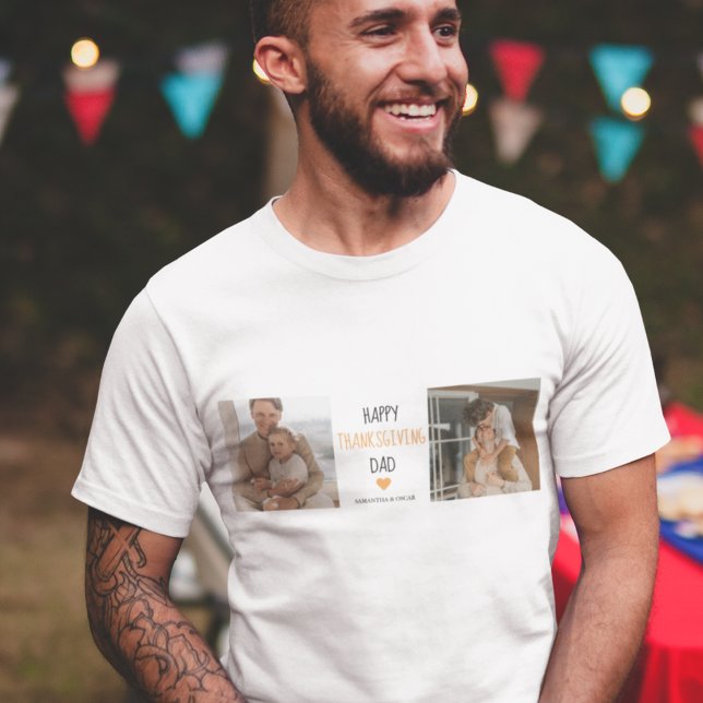 Modern Collage Photo & Happy Thanksgiving Dad T-Shirt (Creator Uploaded)