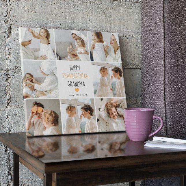 Modern Collage Photo Happy Thanksgiving Grandma Canvas Print (Creator Uploaded)