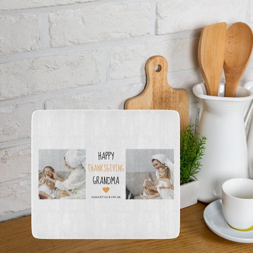 Modern Collage Photo Happy Thanksgiving Grandma Cutting Board