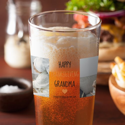 Modern Collage Photo Happy Thanksgiving Grandma Glass