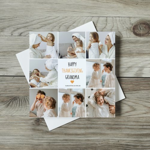 Modern Collage Photo Happy Thanksgiving Grandma Holiday Card