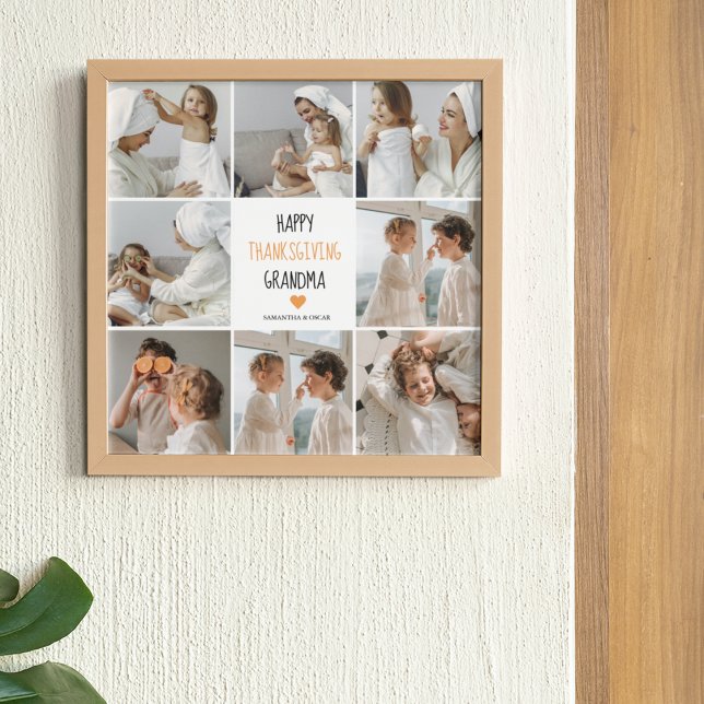 Modern Collage Photo Happy Thanksgiving Grandma Poster (Creator Uploaded)