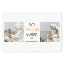 Modern Collage Photo Happy Thanksgiving Grandma Tissue Paper