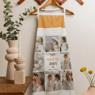 Modern Collage Photo Happy Thanksgiving Grandpa Apron