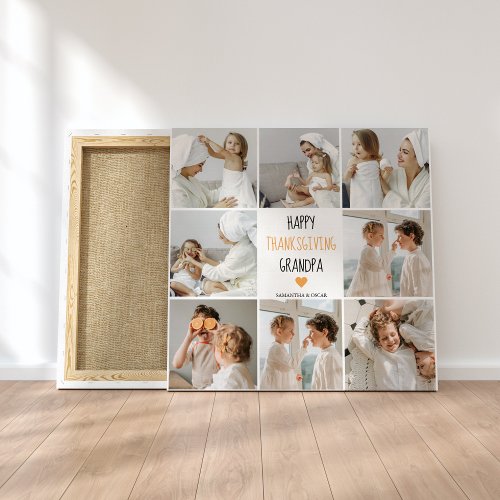 Modern Collage Photo Happy Thanksgiving Grandpa Canvas Print