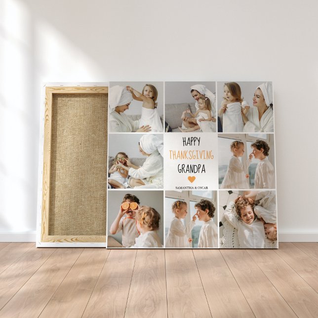 Modern Collage Photo Happy Thanksgiving Grandpa Canvas Print (Creator Uploaded)