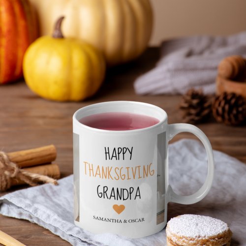 Modern Collage Photo Happy Thanksgiving Grandpa Coffee Mug