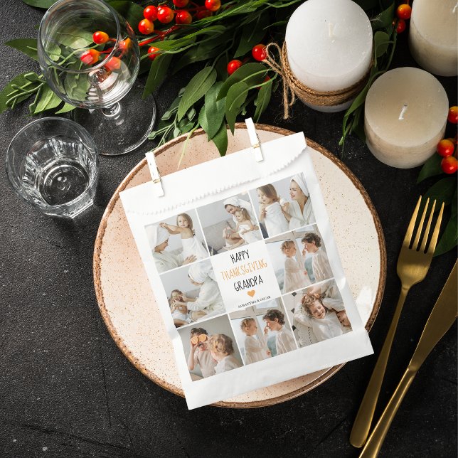 Modern Collage Photo Happy Thanksgiving Grandpa Favor Bag (Creator Uploaded)